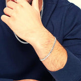 מתנה לגבר- צמיד חוליות קלאסי כסף 925 איטלקי עם ברכה אישית