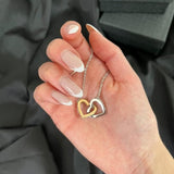 שרשרת מתנה לאמא הכי טובה שני לבבות מחוברים