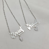 שרשרת שם מתנה לילדה עם ברכה אישית ומרגשת עם תליון חמסה משובץ